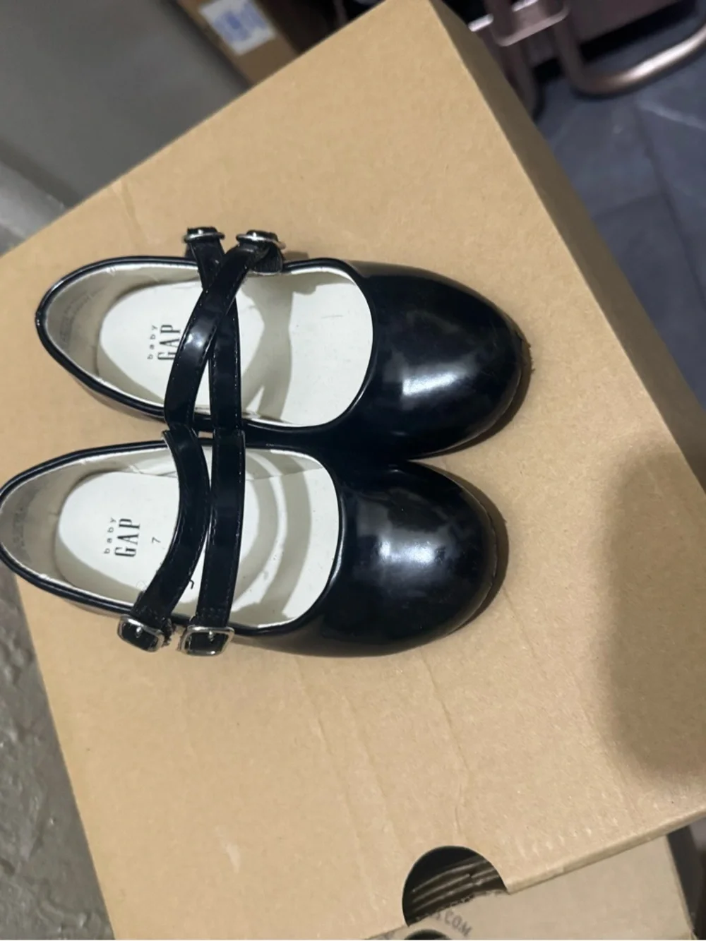 GAP Black Patent Double-Strap Dress Mary Jane Shoes